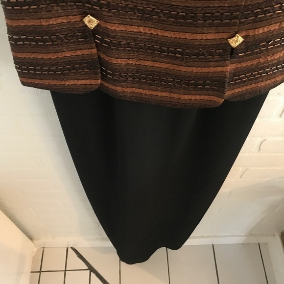 Vintage Joseph Ribkoff Maxi dress Gown Formal Black/Bronze Metallic 8 - Picture 5 of 15